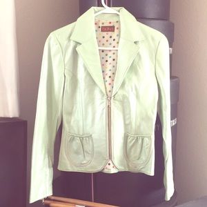 Custom made Pearlescent Mint Green Leather Jacket